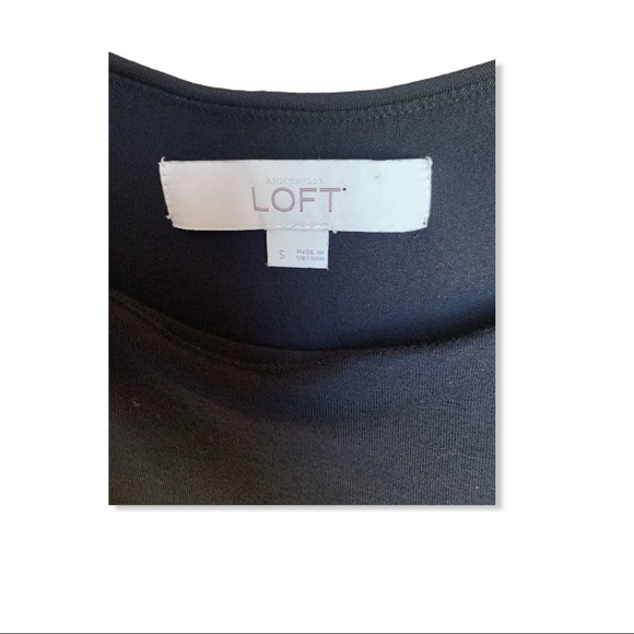 Loft Black Tall Ruffle Cold Shoulder Dress S - Picture 5 of 7